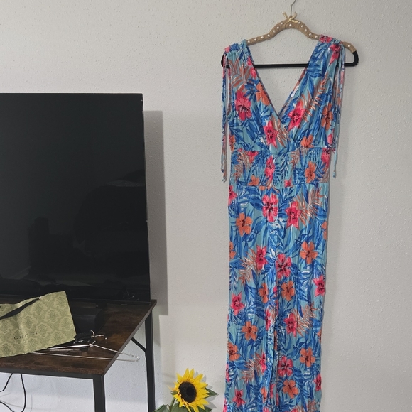 Victoria's Secret Pants - Victoria's Secret Tropical Blue and Pink Jumpsuit